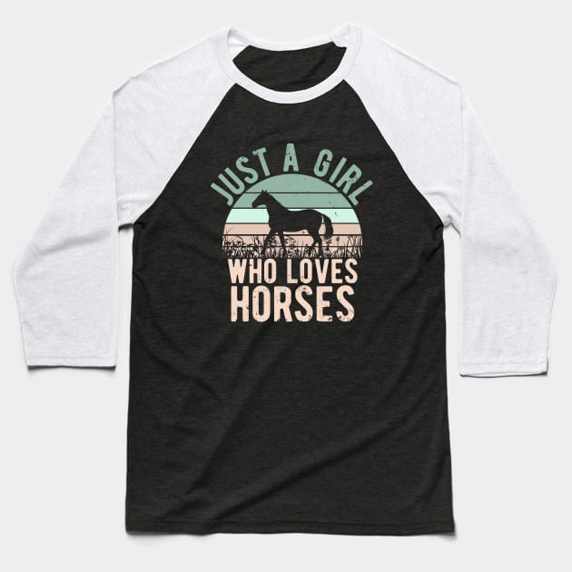 Just A Girl Who Loves Horses for Horse Lovers Gift Baseball T-Shirt by Zen Cosmos Official